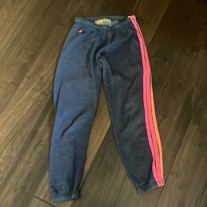 Navy aviator nation neon 5 stripe sweatpants xs